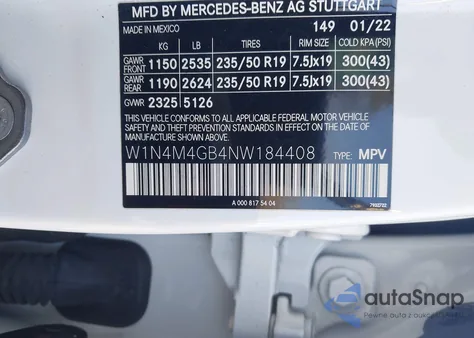 2022 Mercedes-Benz Glb 250 z USA, uszkodzony, nr VIN W1N4M4GB4NW184408